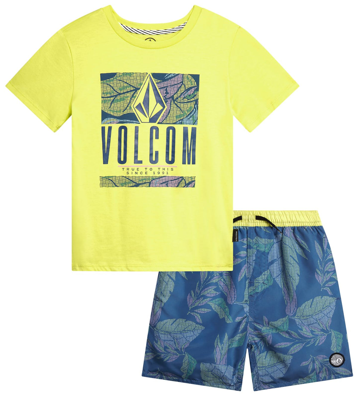 Volcom Baby Boys Swim Set 2-Piece Short Sleeve Tee Quick Dry Board Shorts