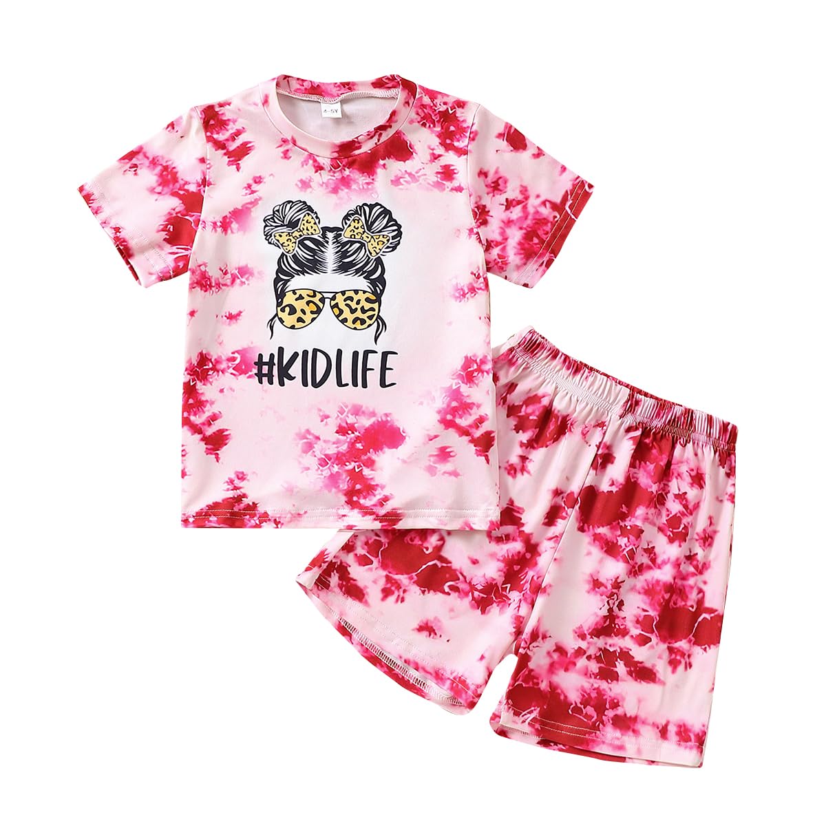 Axumity Kid Toddler Girl Clothes Summer Ruffle Sleeve Figure Graphic Shirt + Shorts Summer Outfits Set