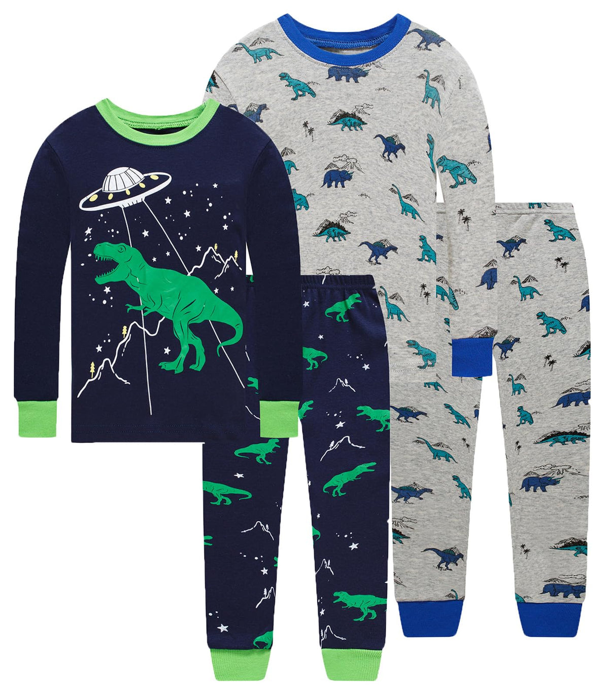 Little bety Boys 4 Pieces Cotton Pajamas Toddlers Long Sleeve 24M-12Years