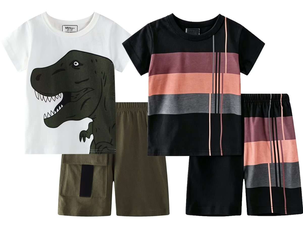 Toddler Boy Summer Clothes Outfits Short Sleeve Shirt Set 2-7 Years