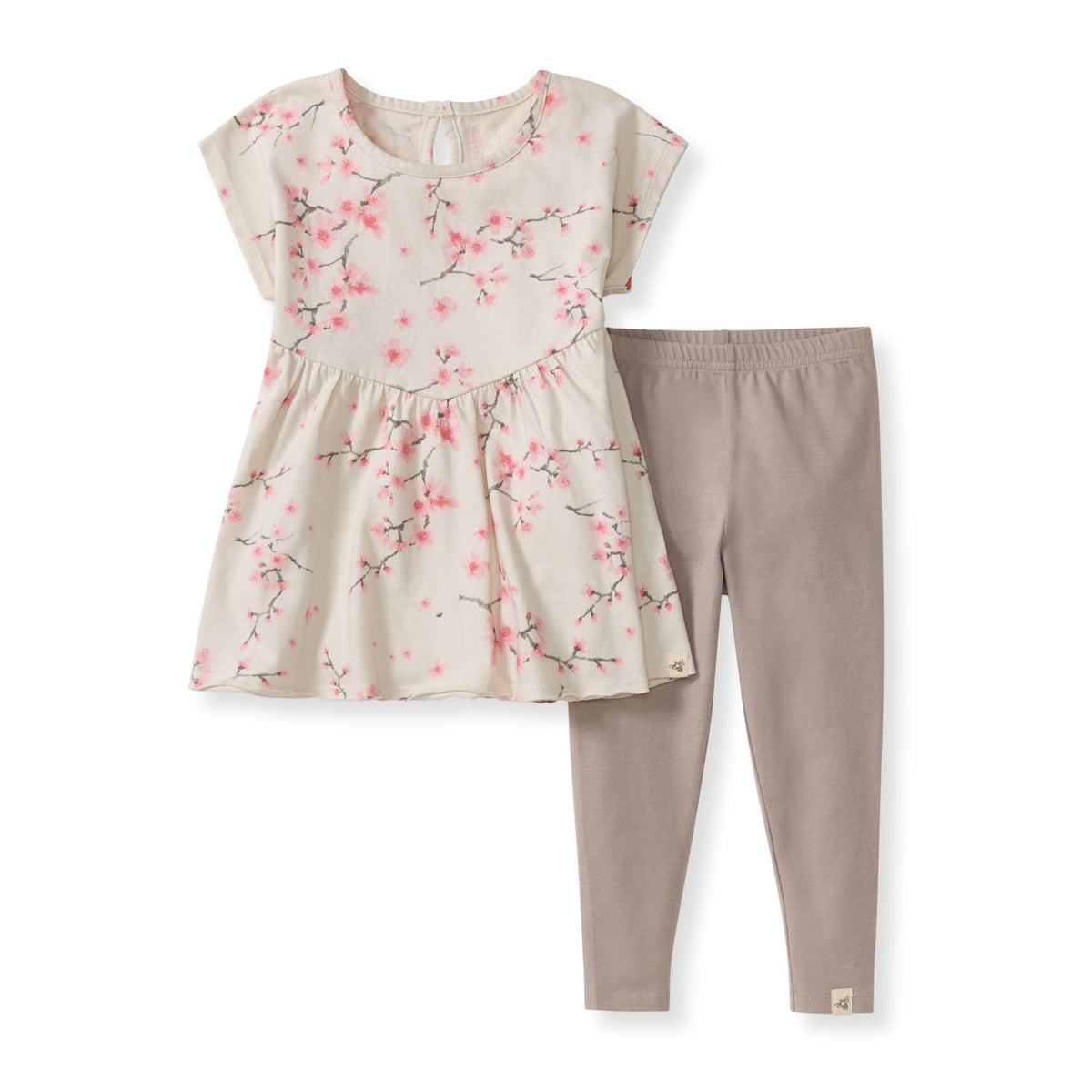 Burt's Bees Baby Girls Short Sleeve Top & Flared Legging Set, 2-Piece Set
