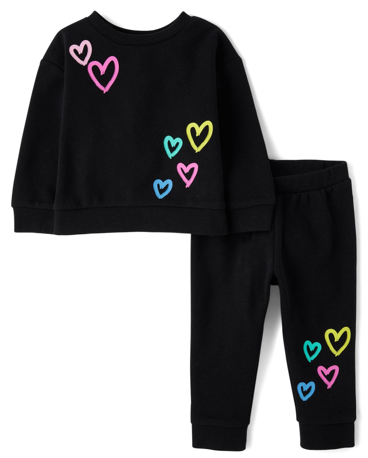 The Children's Place Baby Girls' And Toddler Long Sleeve Active Shirt and Pant, 2 Piece Outfit