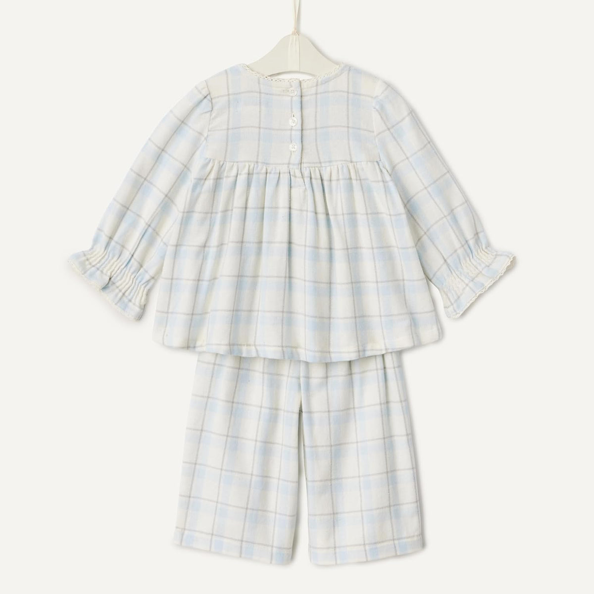Amazon Essentials x Sofia Grainge Unisex Toddlers and Babies' Long Sleeve Flannel Set with Smocked Bodice, Lace Trim