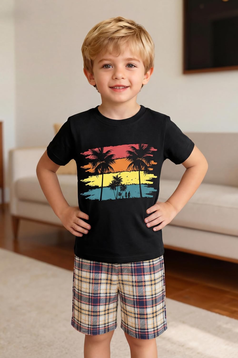 Cooraby Toddler Boys Summer Clothes Outfits Kids Cotton Short Sleeve Shirt Shorts 4 Pieces Set Toddler Boys short sets 2-5T
