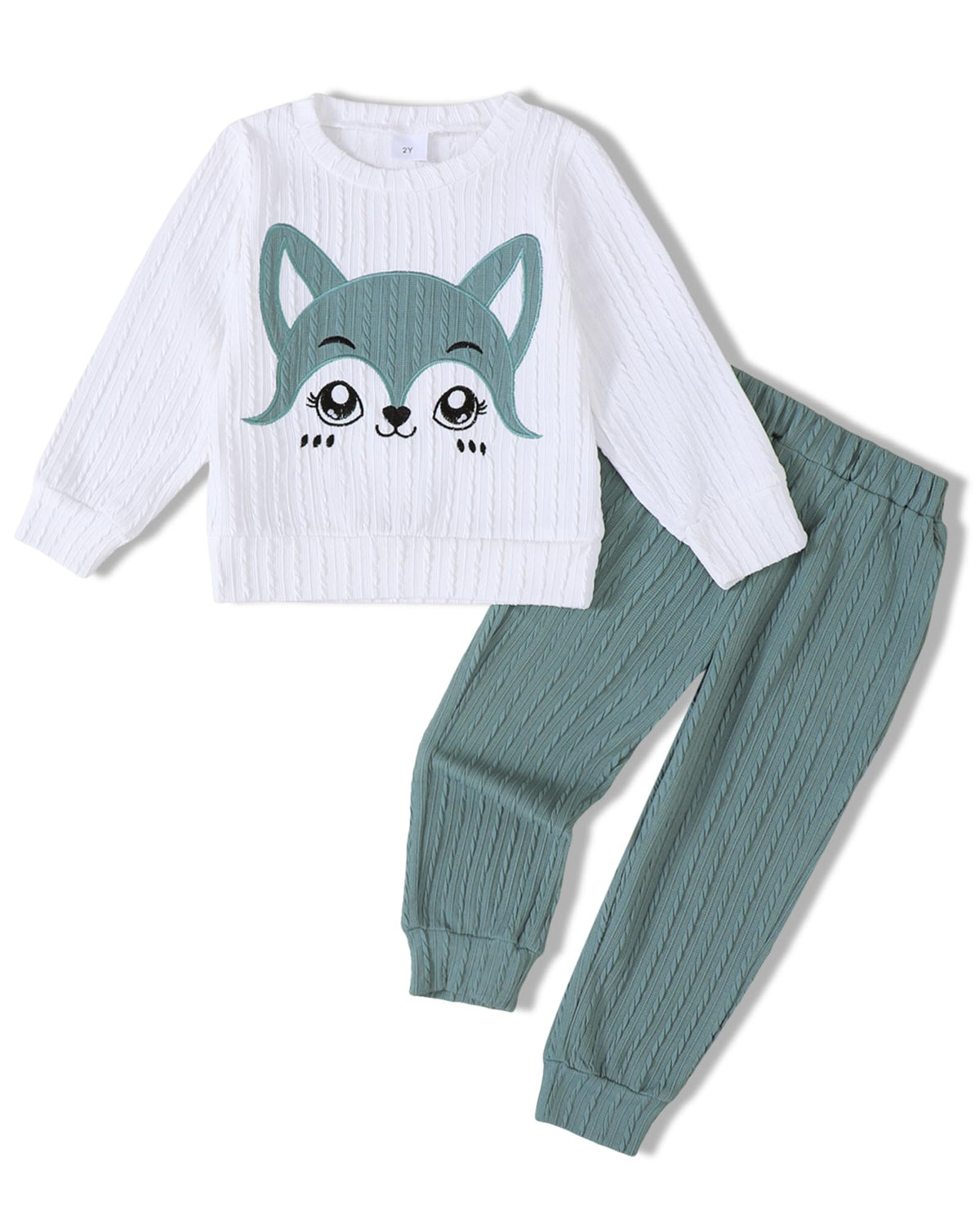 Jecson Toddler Girl Fall Clothes: Soft Outfits Set Embroidered Knit Top & Sweatpants 2Pcs Cute Home Outdoor 2-8Y