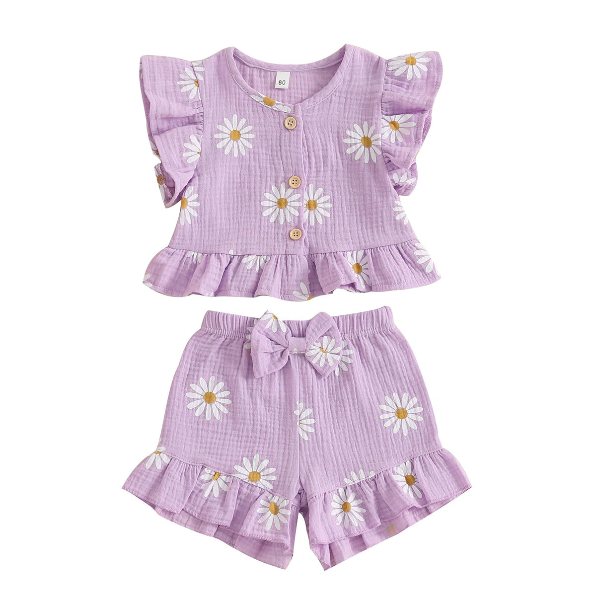 BemeyourBBs Summer Toddler Girl Clothes Baby Girl Ruffle Shirt Shorts Set