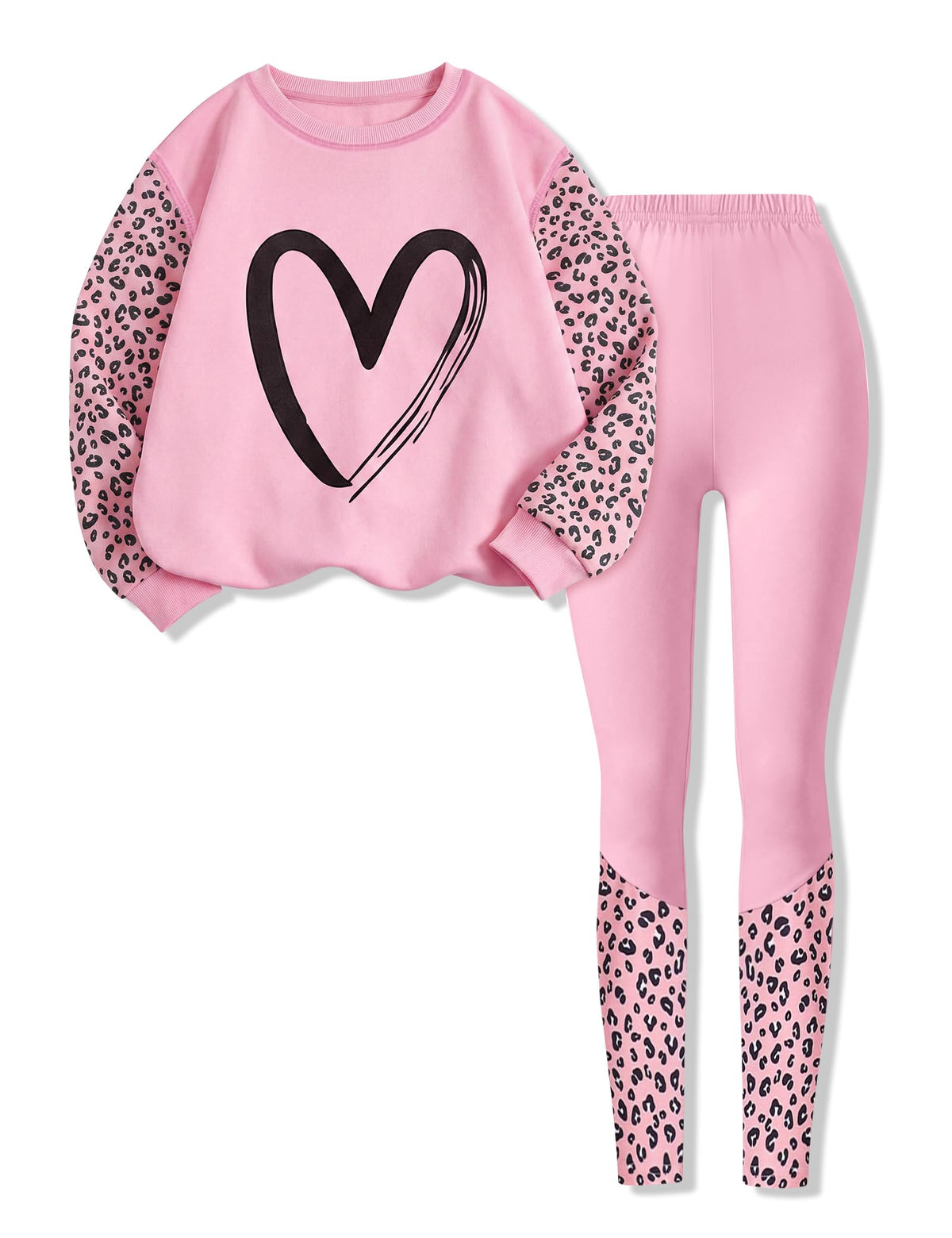 Size 7-14 Years Girls Fall Clothes Long Sleeve Bow Printed Top + Leggings Pants Teen Girls 2 Piece Outfits Set