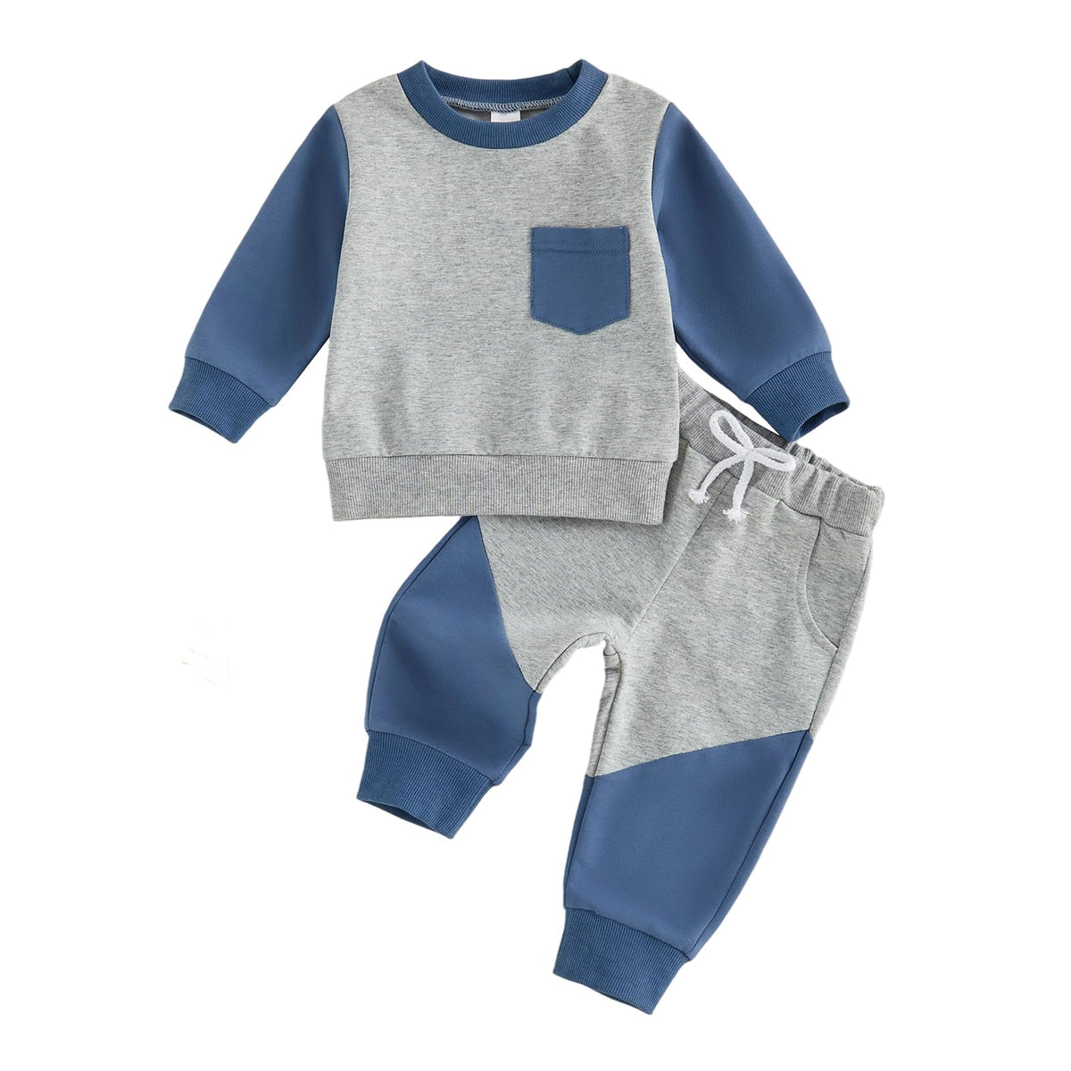 Kupretty Toddler Baby Boy Clothes Color Block Sweatshirt Pants Set