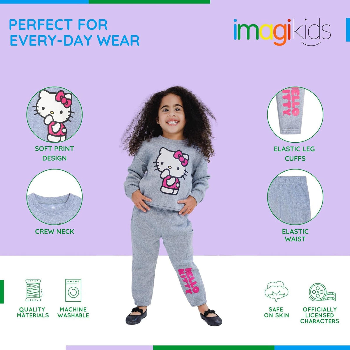 Hello Kitty Girls' 2-Piece Sweatshirt and Joggers Set Toddler to Big Kid
