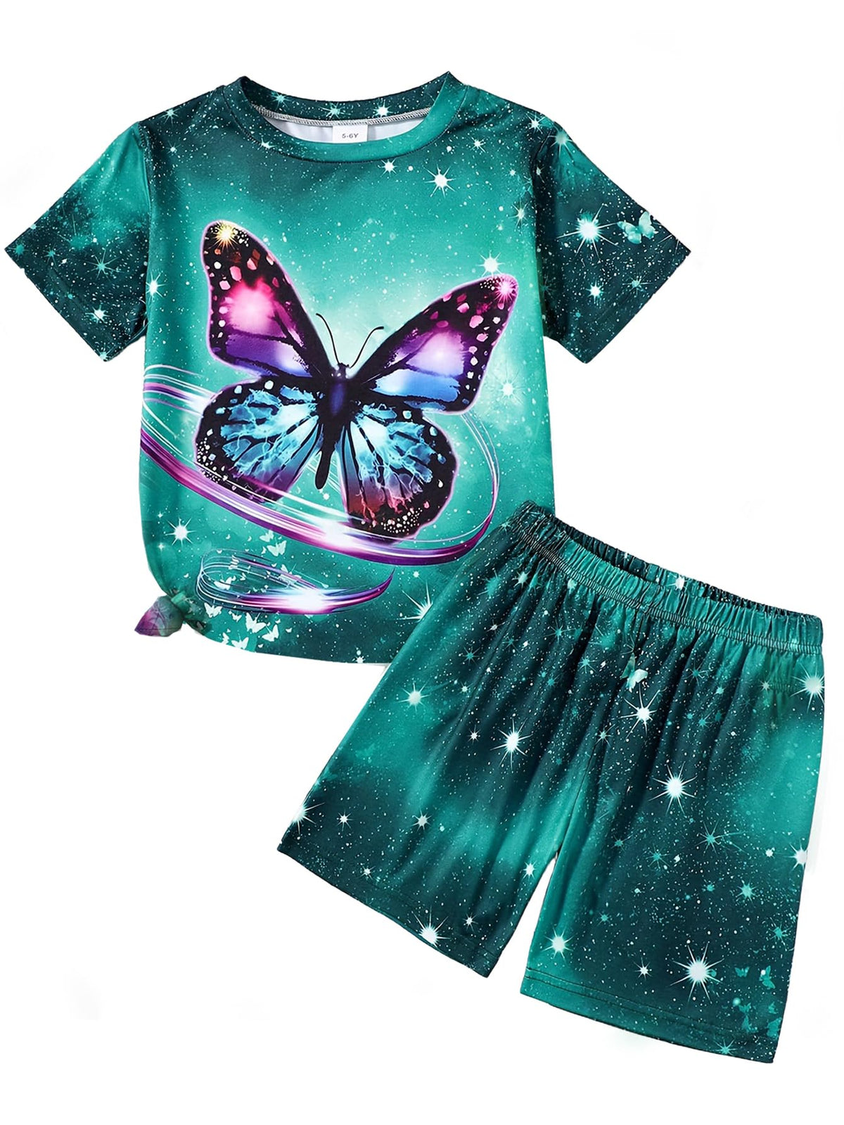 5-12Y Girls Clothes Summer 2 Piece Outfits Short Sleeve T-Shirts and Shorts Kids Fashion Clothing Sets