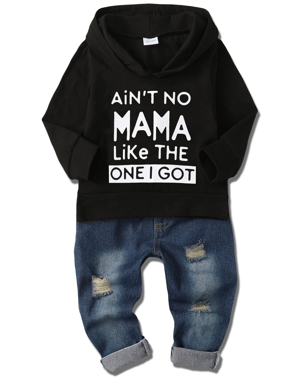 YALLET Toddler Boy Clothes Fall Winter Hoodie Top Ripped Jeans Outfit 1-5T