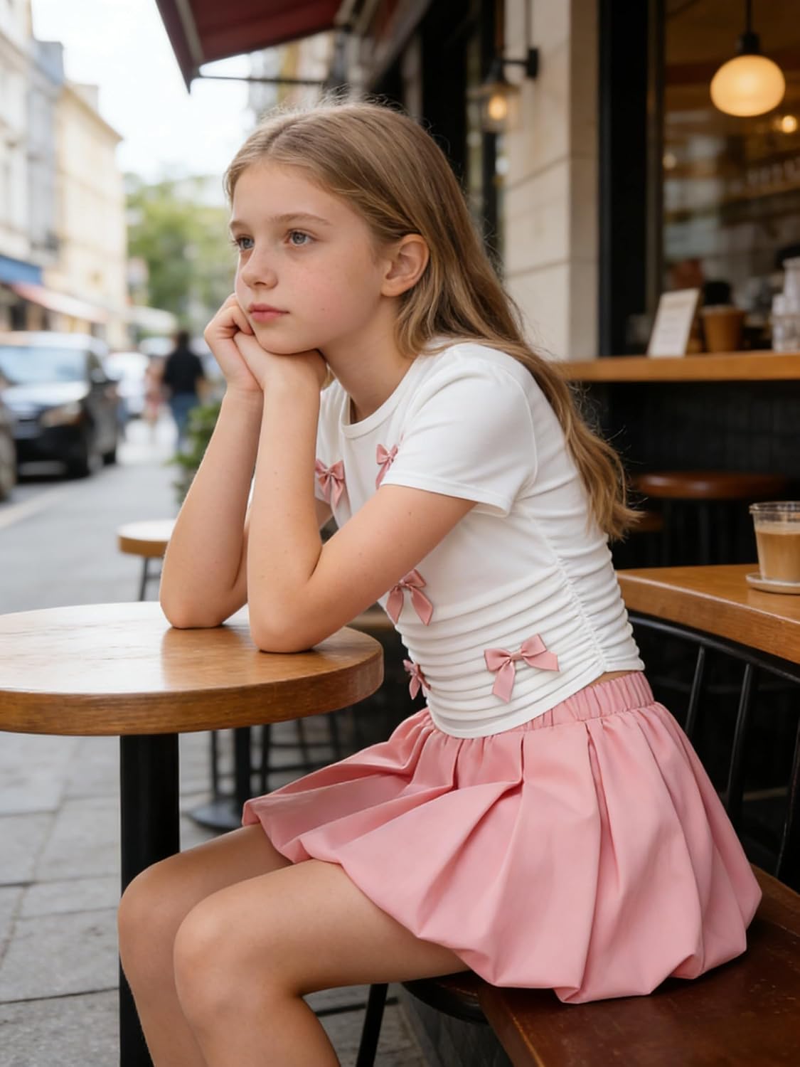 Teenage Girls Puffy Skirt Set with Cute Bowknot Top Teen Summer Skirt Outfit Puffy Skirt for Teen Girls