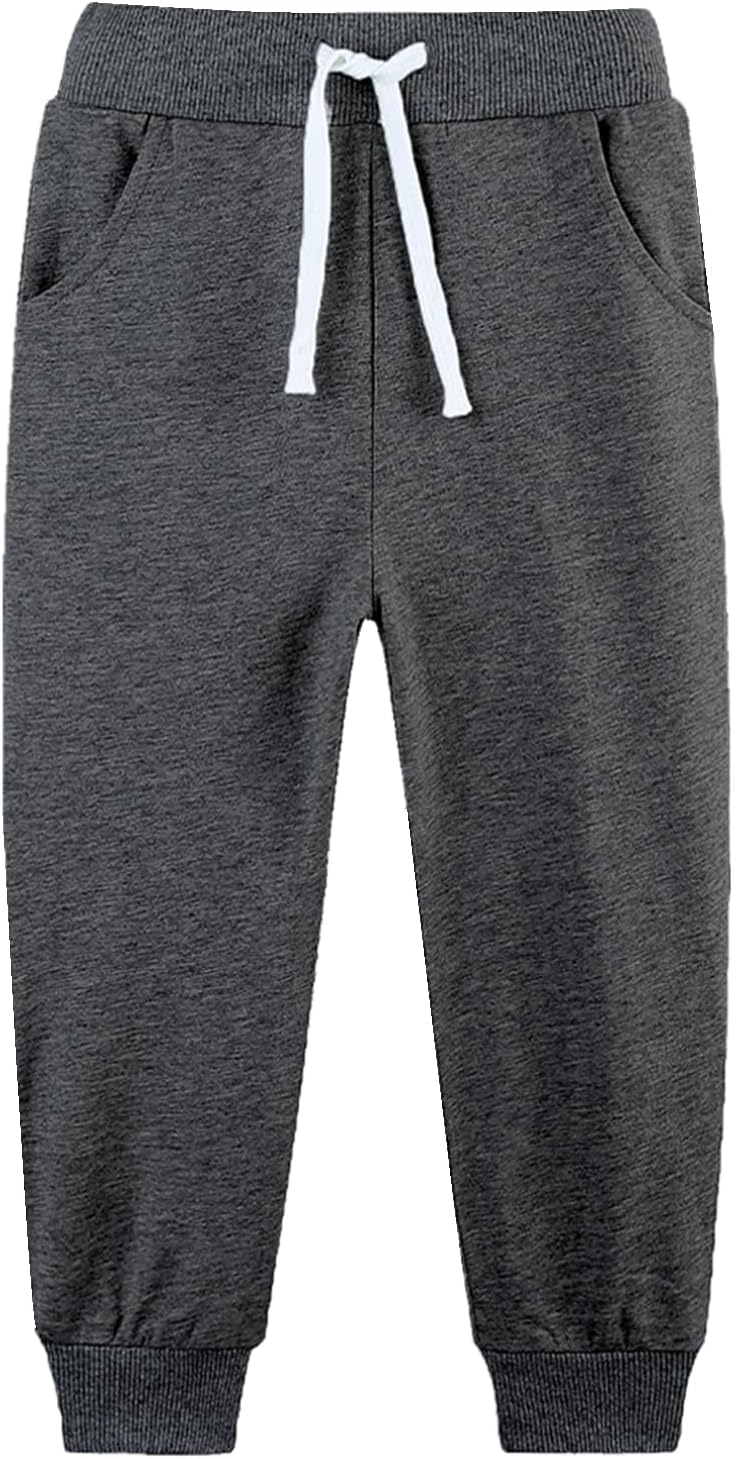 4 Pack Toddler and Kids Boys Sweatpants Joggers Cotton Active Soft Joggers Pants with Functional Drawstring 2-14Y