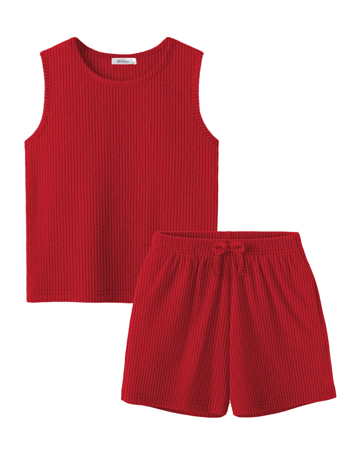 Arshiner Girls Summer 2 Piece Outfits Sleeveless Rib Knit Tops and Shorts