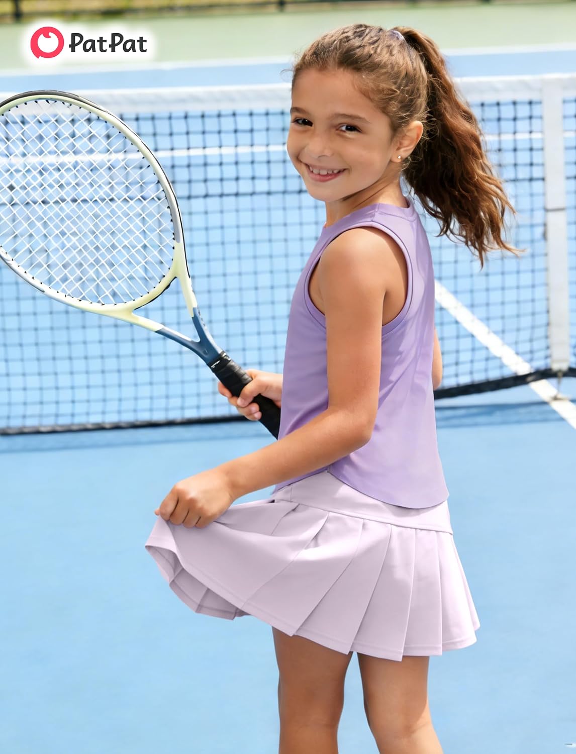 PATPAT Girls Tennis Skirt Sets Tank Top + Pleated Skort Activewear 5-12Y