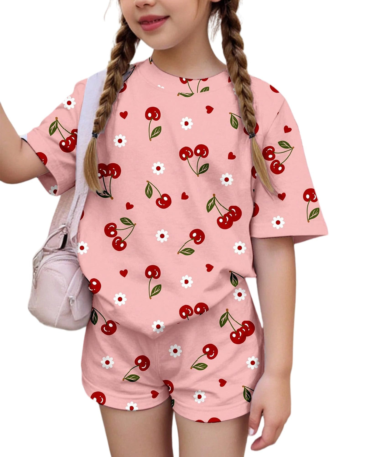 Girls 2 Piece Outfits 4-13 Years Summer Clothes Set Short Sleeve