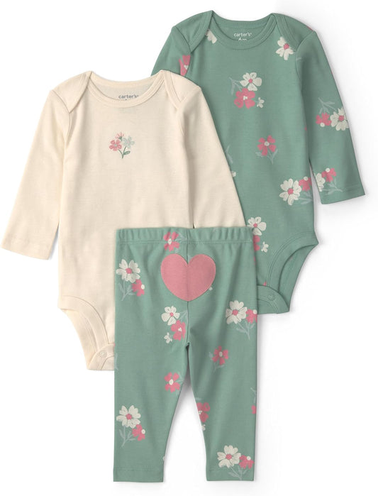 Carter's Baby Girls' 3-piece Bodysuit Pant Sets