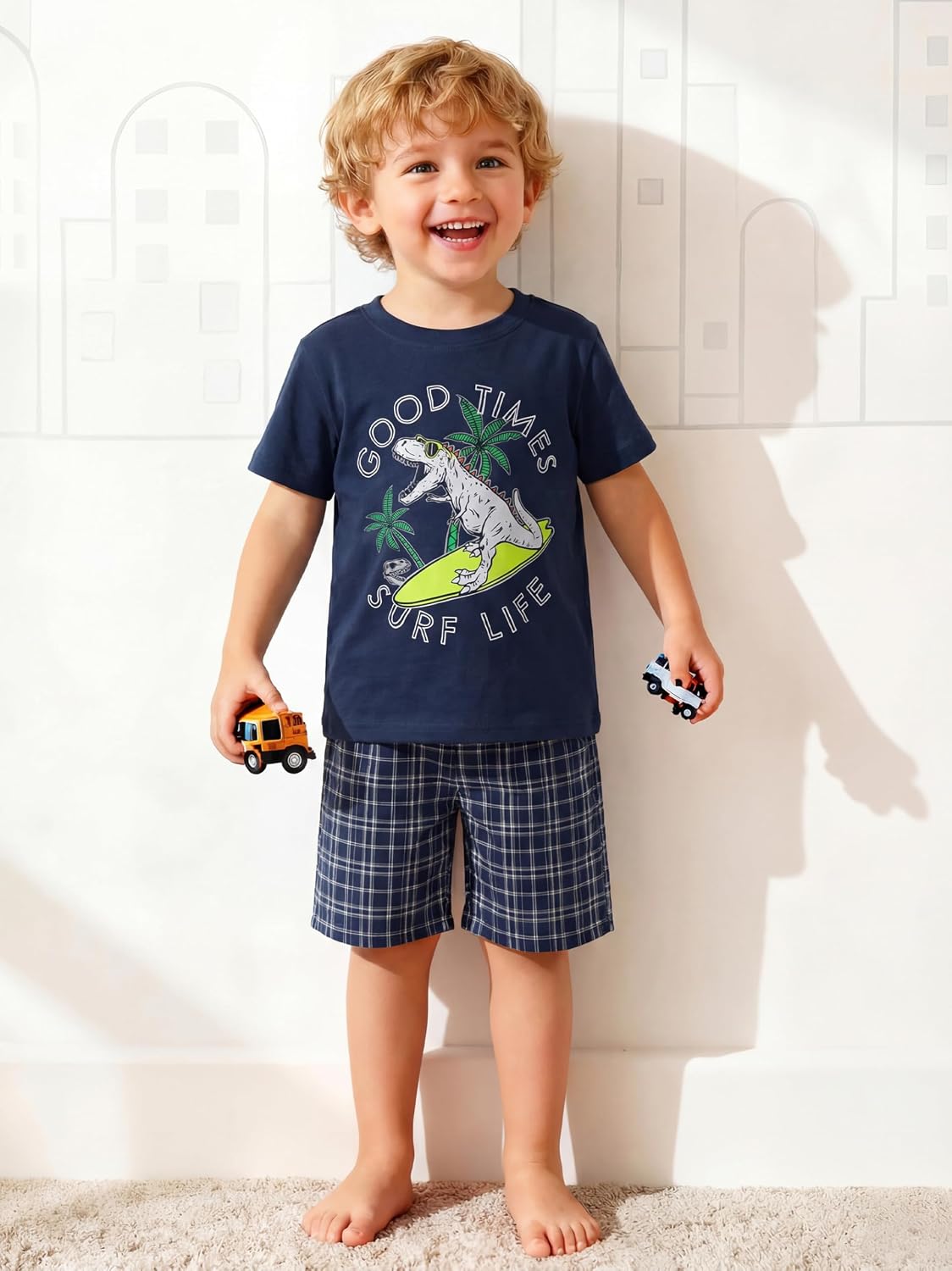Cooraby Toddler Boys Summer Clothes Outfits Kids Cotton Short Sleeve Shirt Shorts 4 Pieces Set Toddler Boys short sets 2-5T