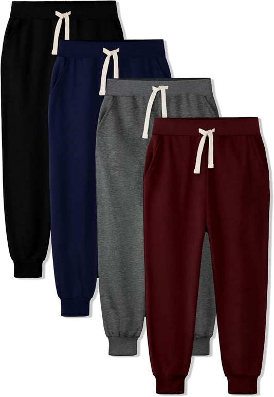 4 Pack Boys Sweatpants Boys Joggers Cotton Kids Youth Athletic Pants Pocket