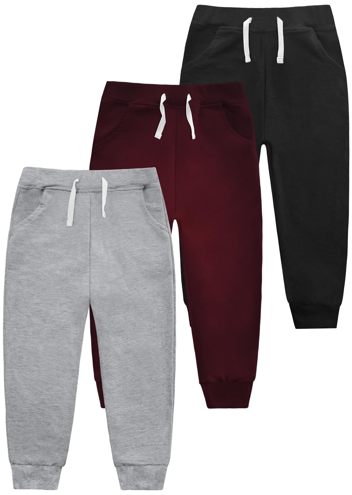 VOGRYE Boys Sweatpants 3 Pack Jogger Pants with Pockets Drawstring Waist