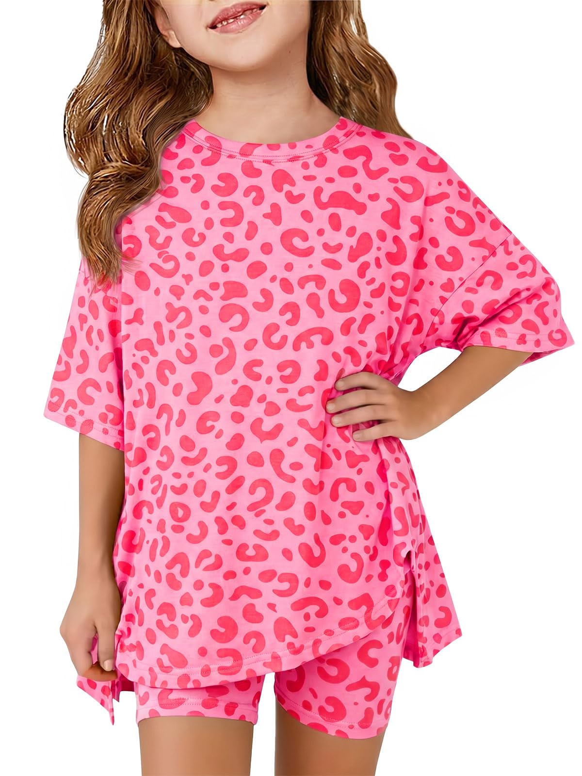 Haloumoning Girls Summer Lounge Set Oversized 2 Piece Clothing Sets