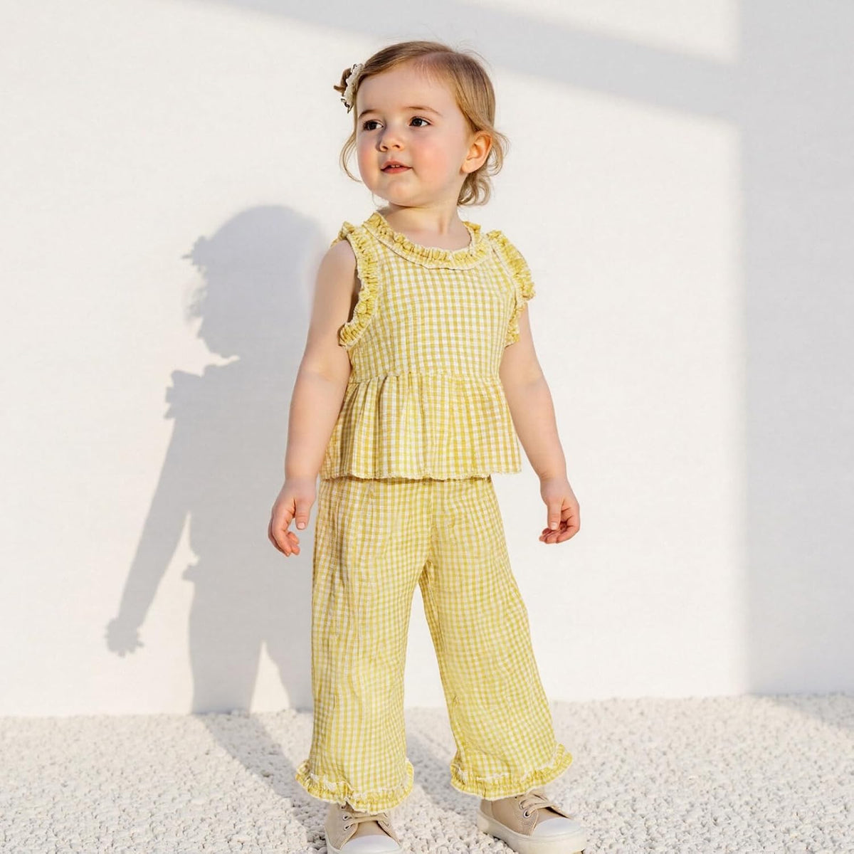 Kupretty Toddler Girl Clothes Ruffle Sleeveless Shirt Pants Set