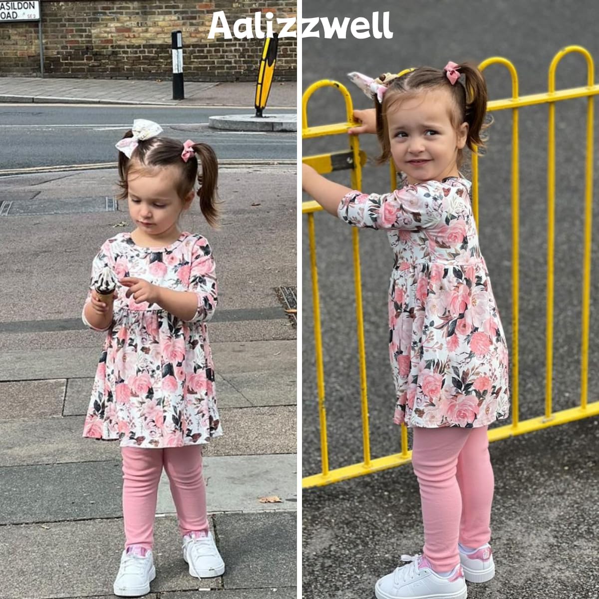 Aalizzwell Toddler Girls Floral Tunic Outfit for Fall Winter