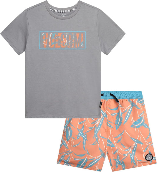 Volcom Baby Boys Swim Set 2-Piece Short Sleeve Tee Quick Dry Board Shorts