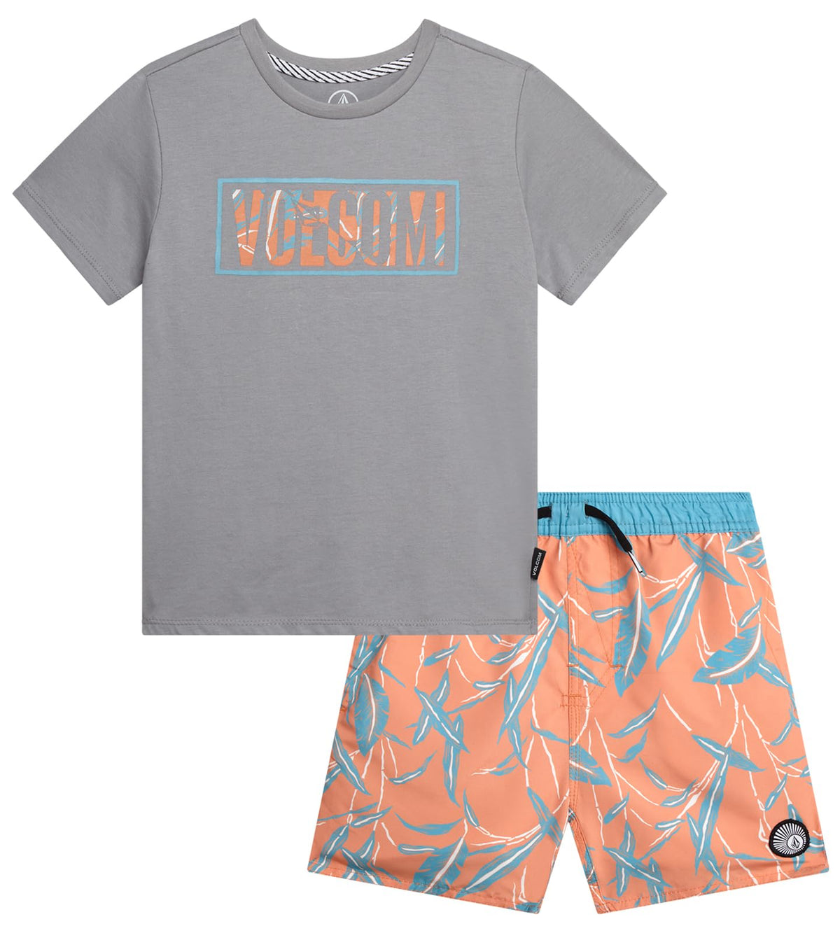 Volcom Baby Boys Swim Set 2-Piece Short Sleeve Tee Quick Dry Board Shorts