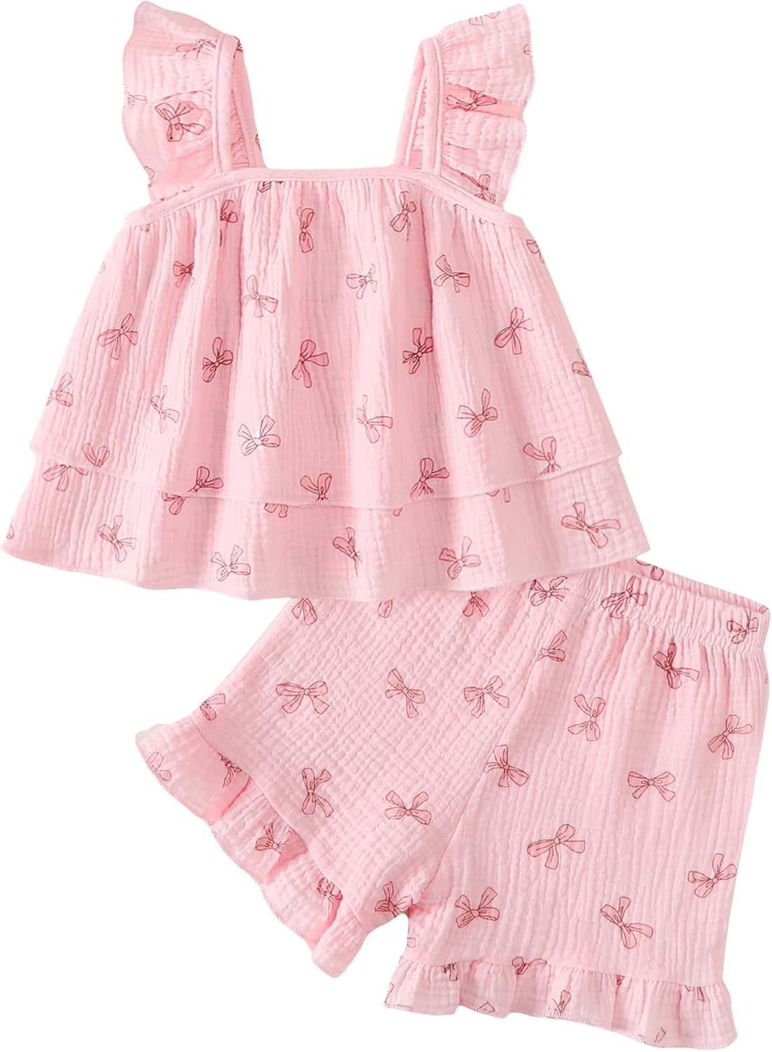 Jecson Toddler Girl Outfits Baby Girl Summer Clothes Sleeveless Ruffle Dress Tops and Shorts Clothing Sets 12M-4Y