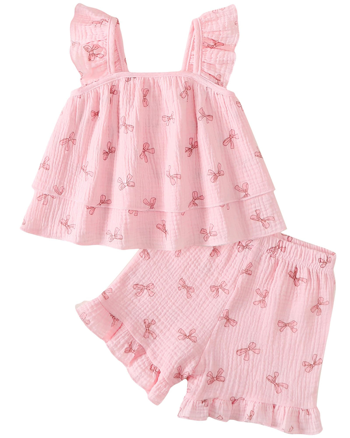 Jecson Toddler Girl Outfits Baby Girl Summer Clothes Sleeveless Ruffle Dress Tops and Shorts Clothing Sets 12M-4Y