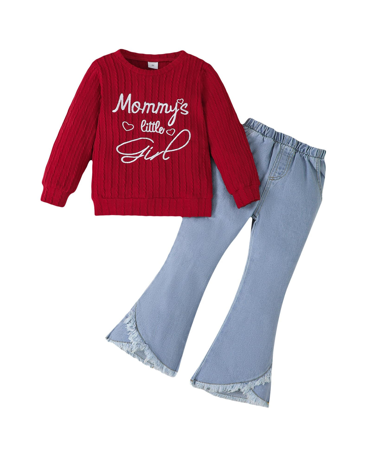 Toddler Girl Clothes Long Sleeve Top and Flare Jeans 2 Piece 2-8Y