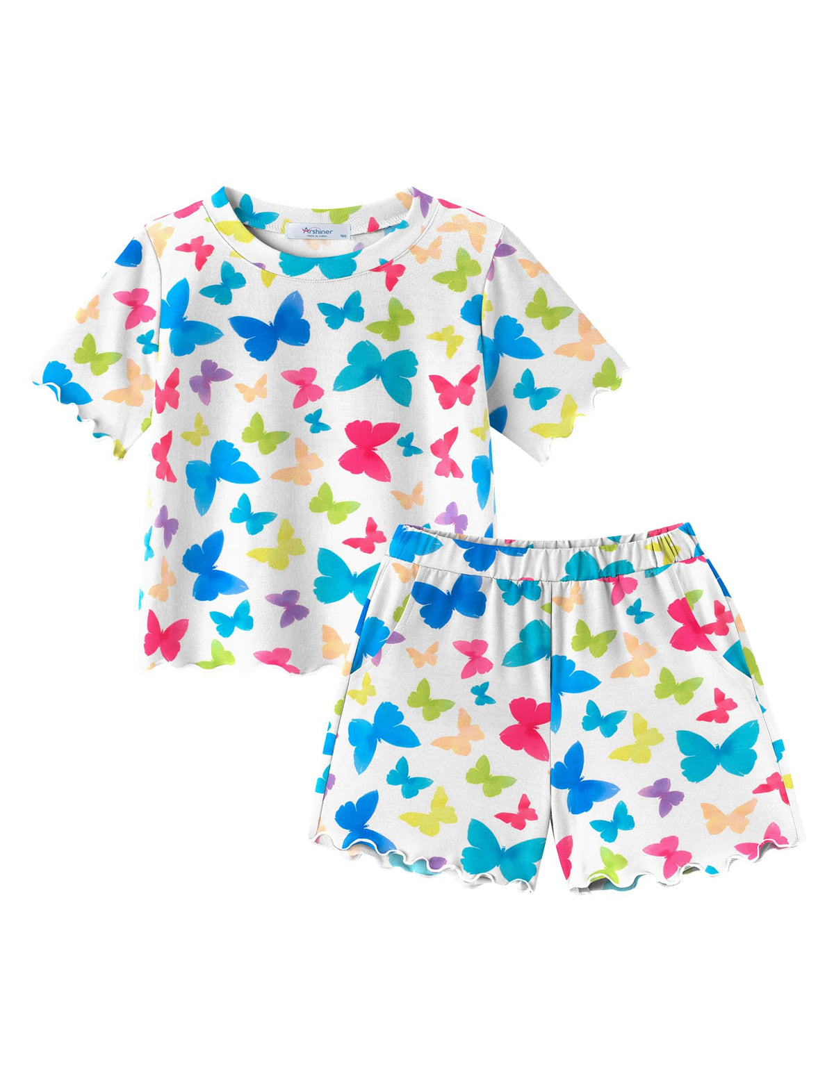 Arshiner Toddler Girls Clothes Ruffle Sleeves Top and Short 2 Piece Outfits
