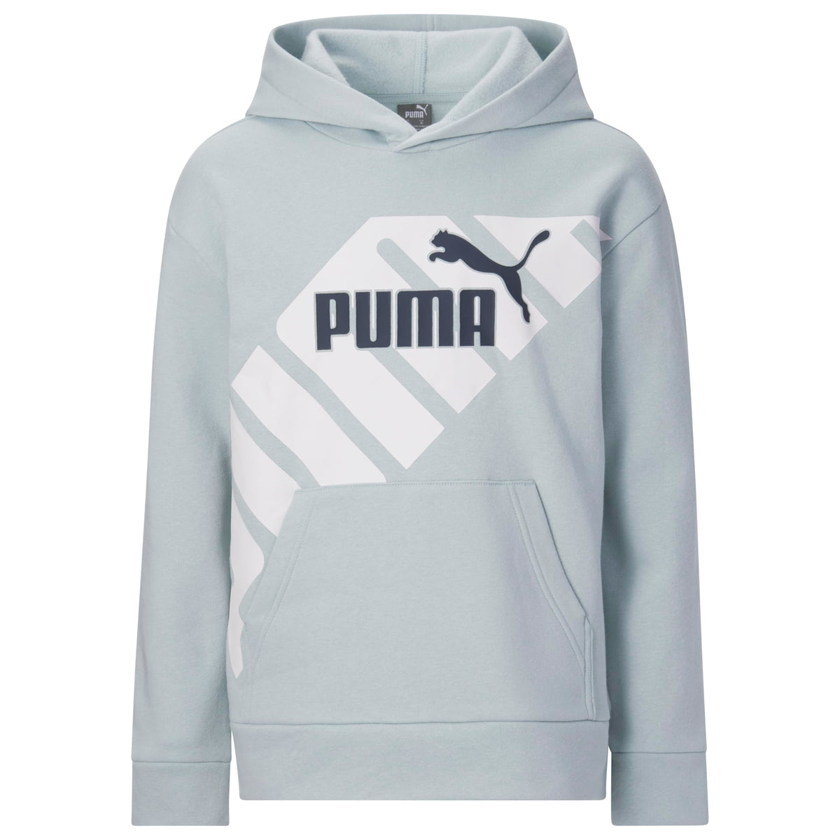 PUMA Boys' Logo Pullover Hoodie, Fleece Sweatshirt, Large Front Pocket