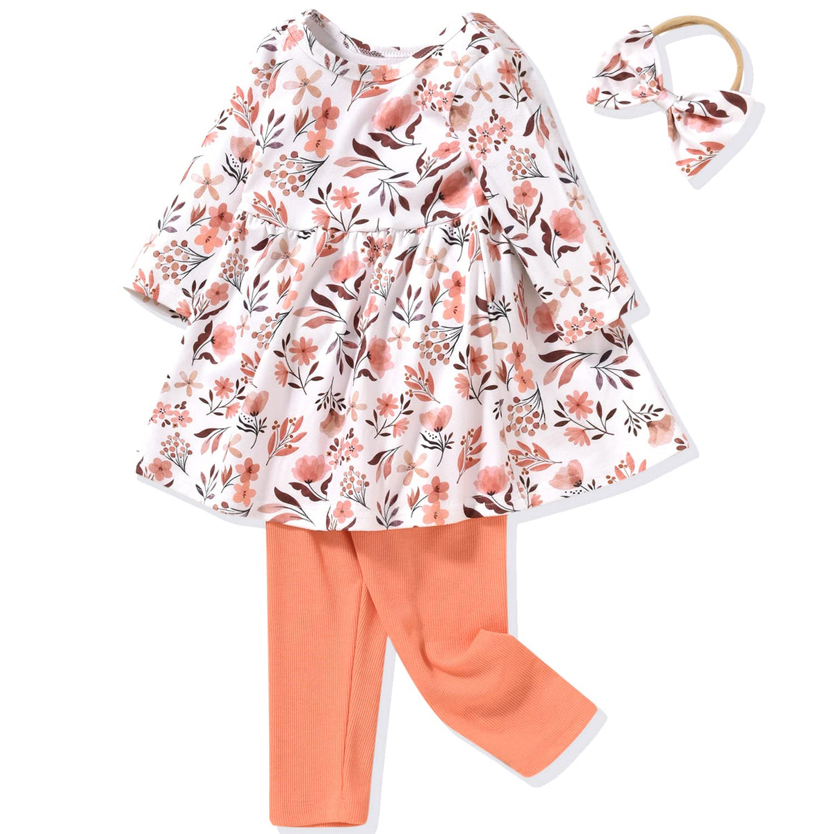 Aalizzwell Toddler Girls Floral Tunic Outfit for Fall Winter