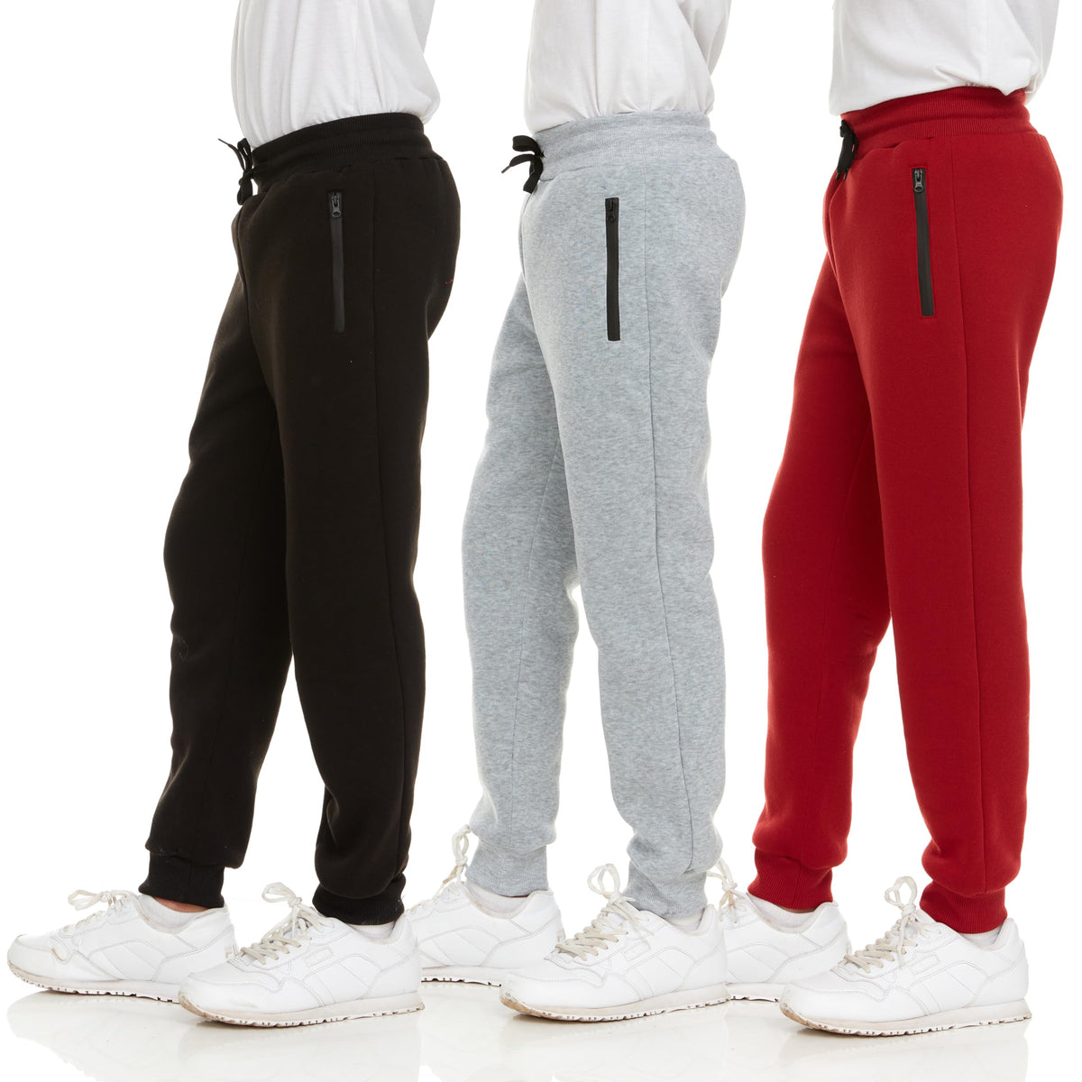 PURE CHAMP 3Pk Boys Sweatpants Fleece Athletic Workout Kids Clothes Boys Joggers with Zipper Pocket and Drawstring Size 4-20