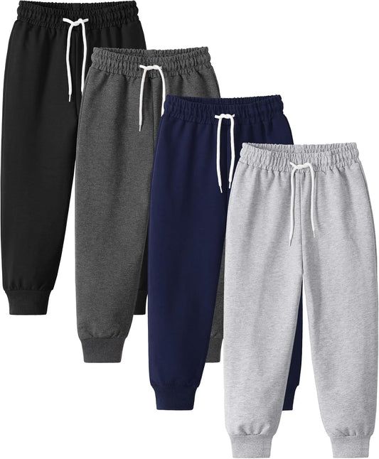 4 Pack Toddler and Boys Sweatpants Athletic Cotton Jogger Pants for Sports