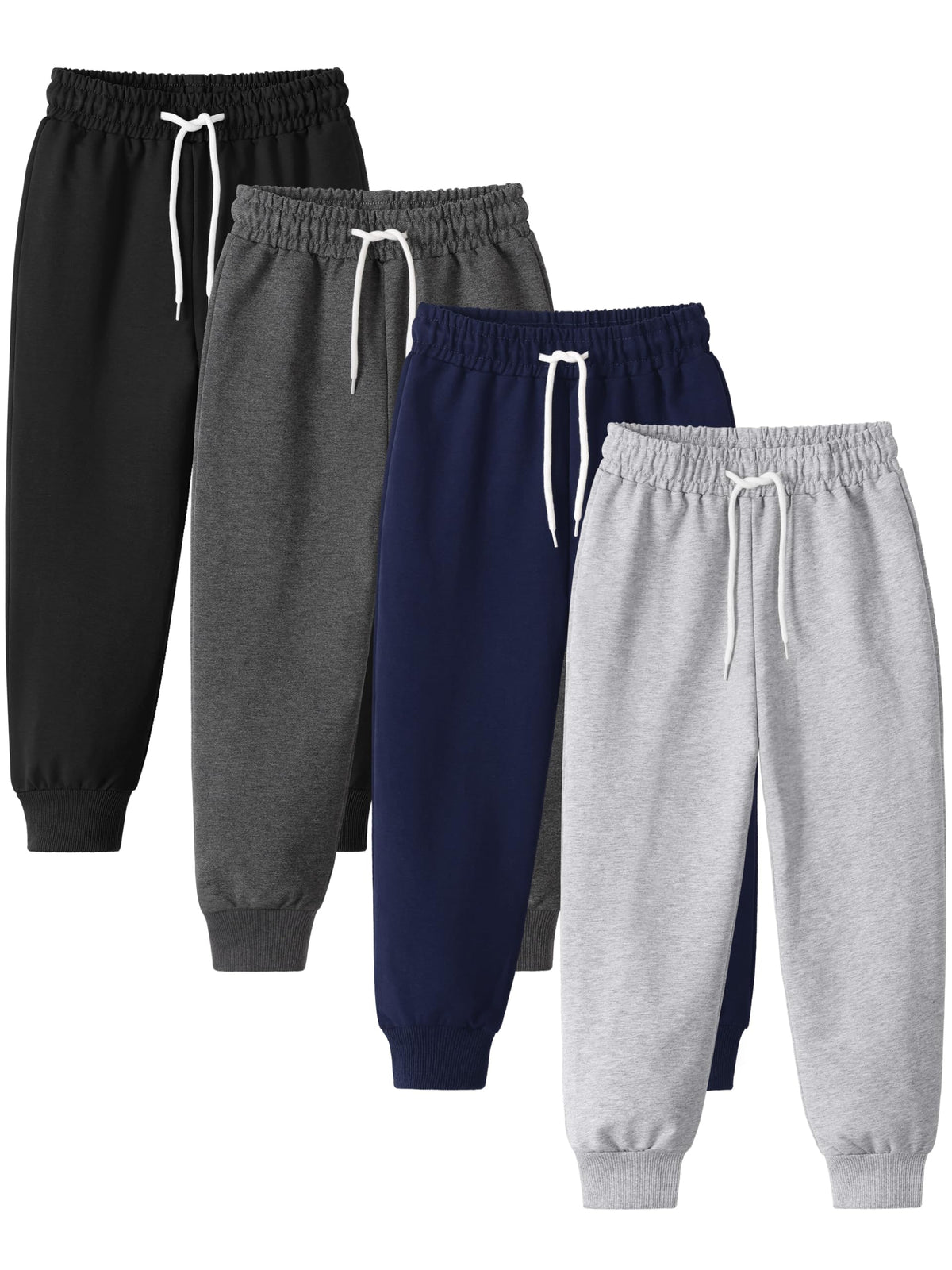 4 Pack Toddler and Boys Sweatpants Athletic Cotton Jogger Pants for Sports
