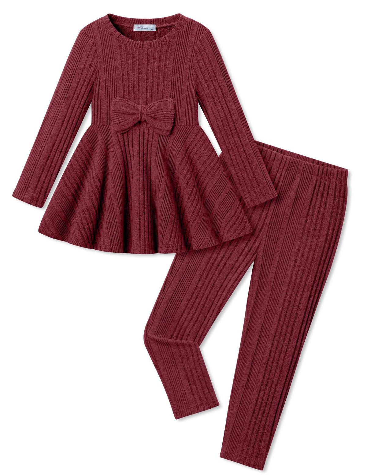 Girls 2 Piece Outfits Ribbed Knit Top and Pant Sets Kids Clothes Dailywear