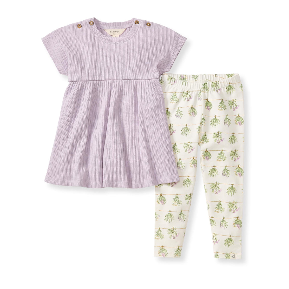 Burt's Bees Baby Girls Short Sleeve Top & Flared Legging Set, 2-Piece Set