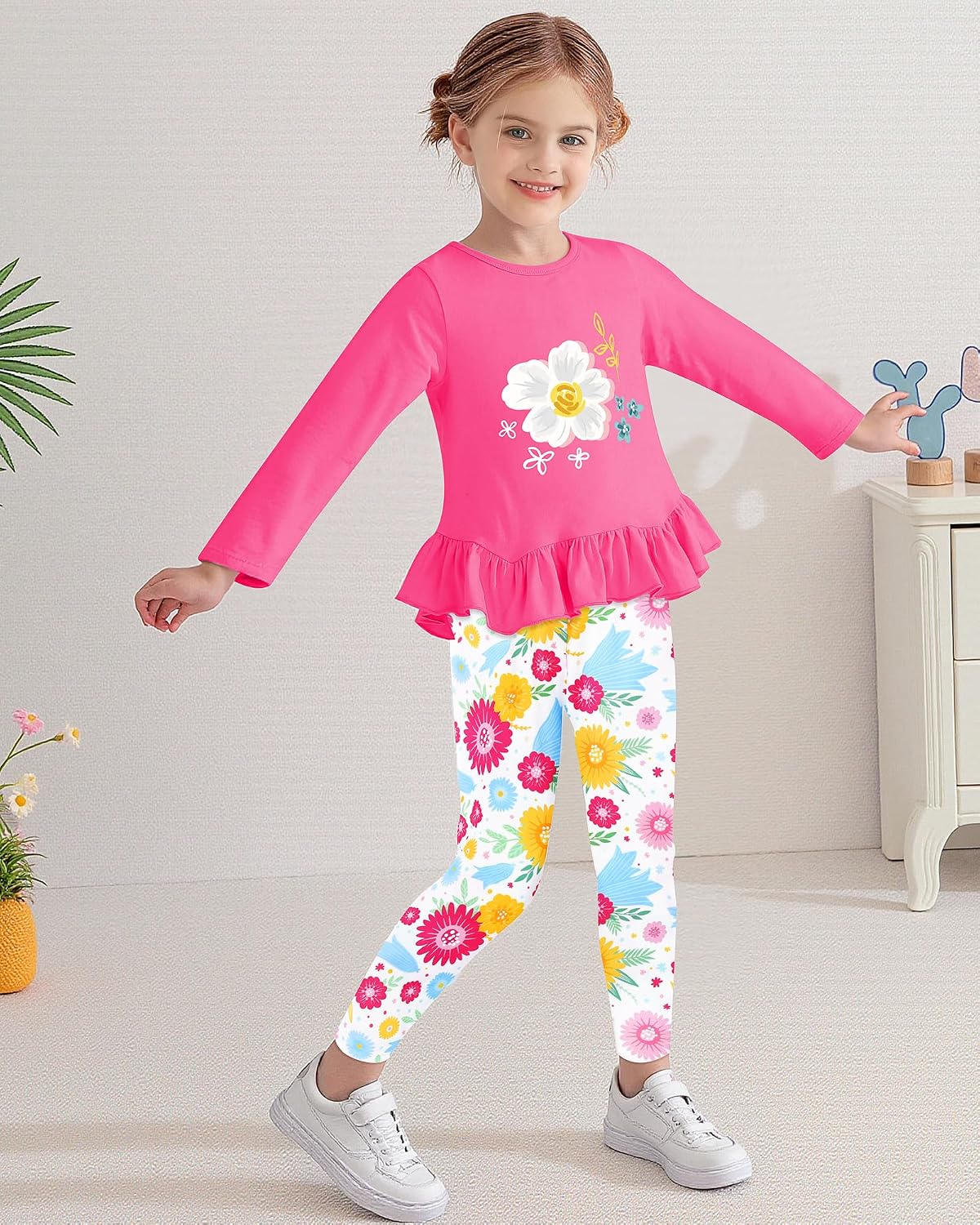CARETOO Girls' clothing sets Fall Long Sleeve Top Pants Set Size 2-10
