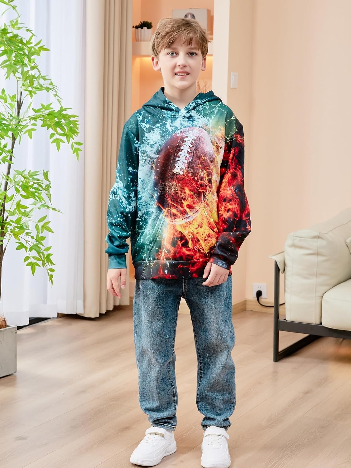 Idgreatim Boys Girls Hoodies Kids 3D Graphic Hooded Sweatshirts size 6-16