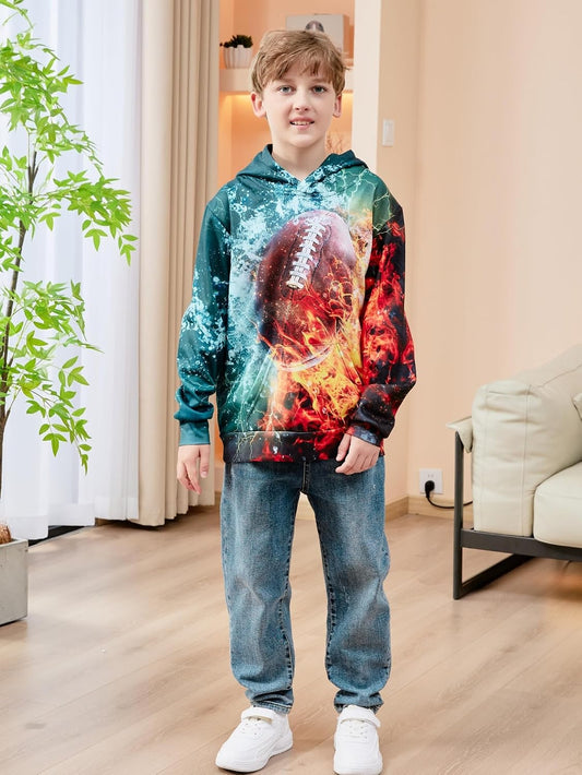 Idgreatim Boys Girls Hoodies Kids 3D Graphic Hooded Sweatshirts size 6-16