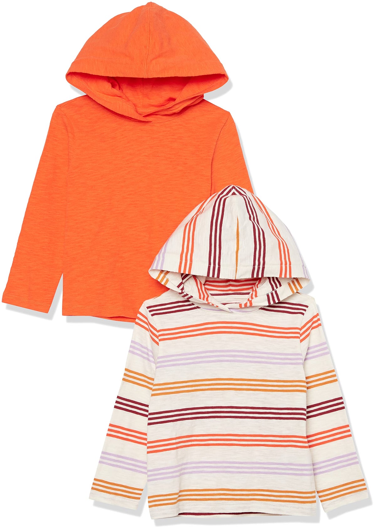 Amazon Essentials Boys and Toddlers' Lightweight Long-Sleeve Hooded T-Shirt, Pack of 2