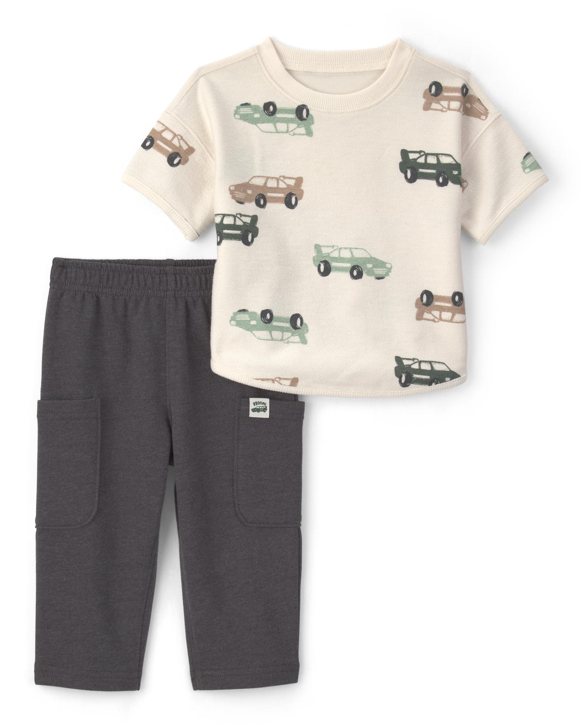 Carter's Baby Boys' 2-piece Pant Set Navy Blue Grey Little Champ Print