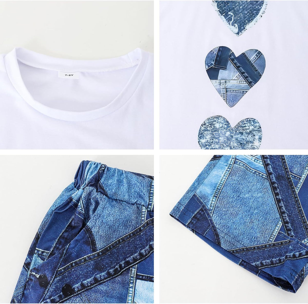 Size 7-14 Girls Summer Clothes 2 Piece Casual Short Sleeve T-Shirt & Short Set Teen Girls Summer Vacation Outfits
