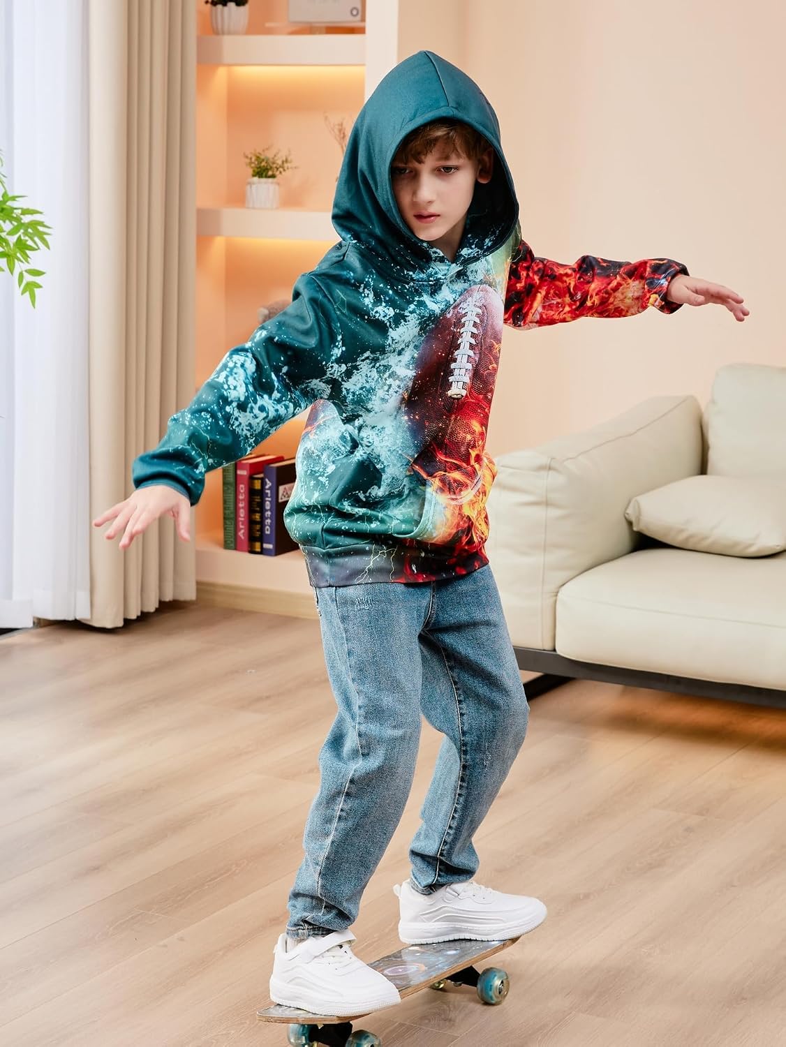 Idgreatim Boys Girls Hoodies Kids 3D Graphic Hooded Sweatshirts size 6-16