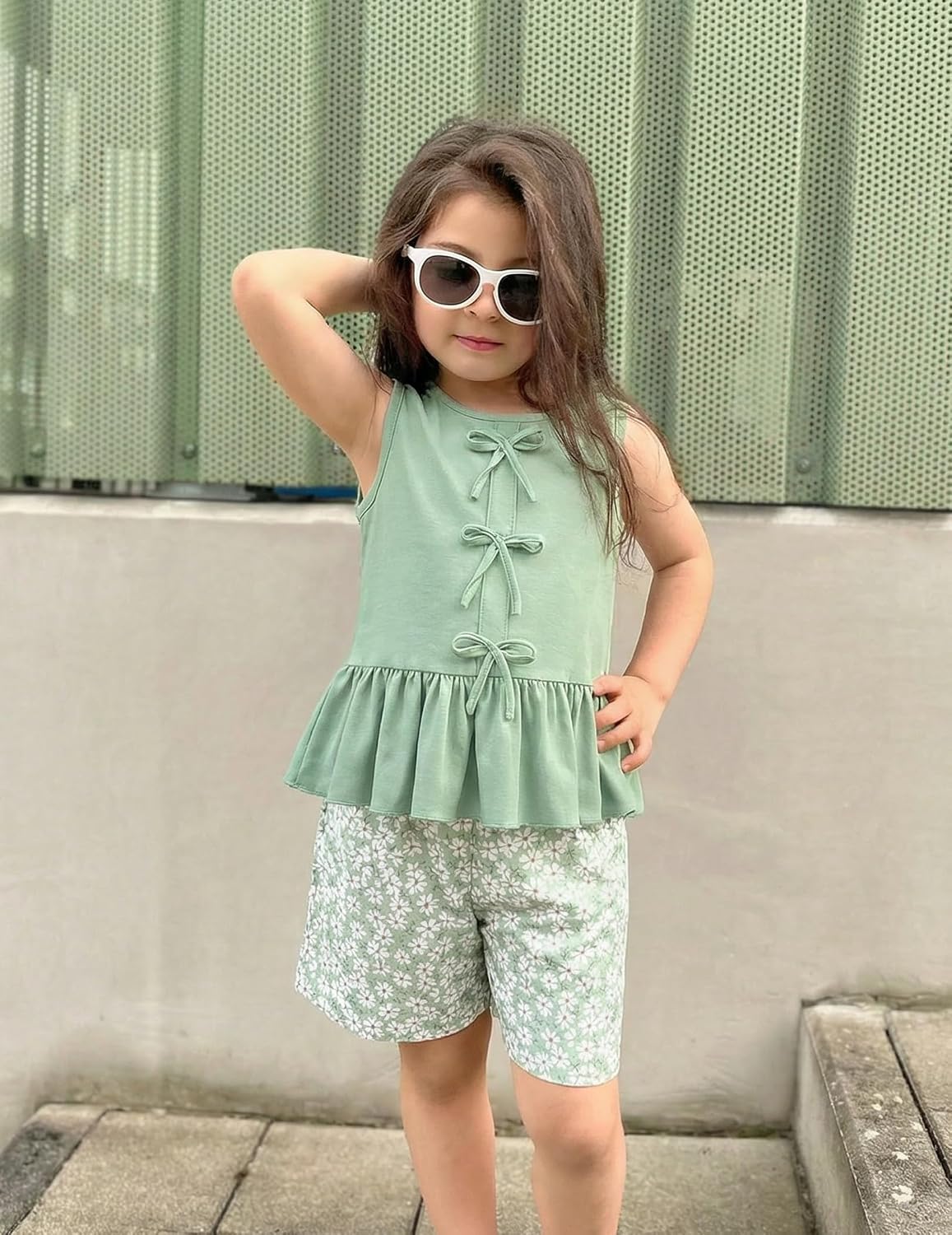 Arshiner Girls Clothes Summer 2 Piece Outfit Butterfly Knot Tops and Shorts
