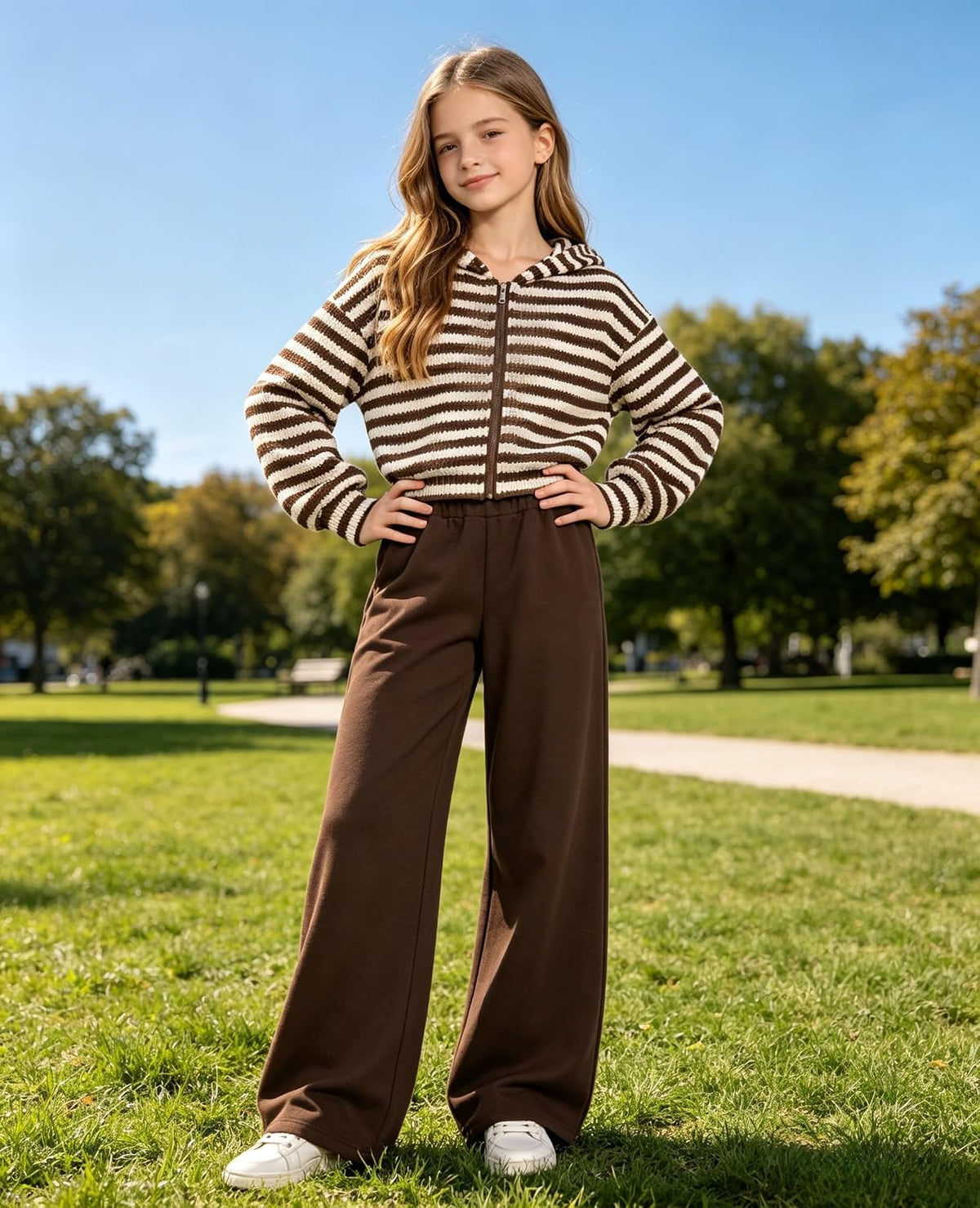 Girls 2 Piece Outfit Tween Girls Fashion Clothes Set Long Sleeve + Comfortable Pants Outfits 9-16 Years