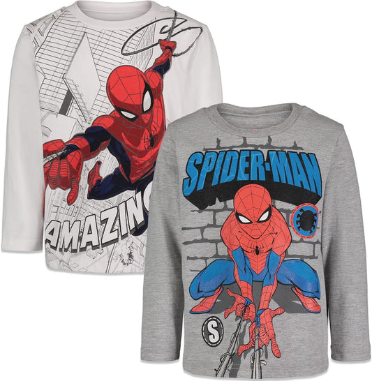 Marvel Spider-Man Boys' 2-Pack Long Sleeve T-Shirts Toddler to Big Kid